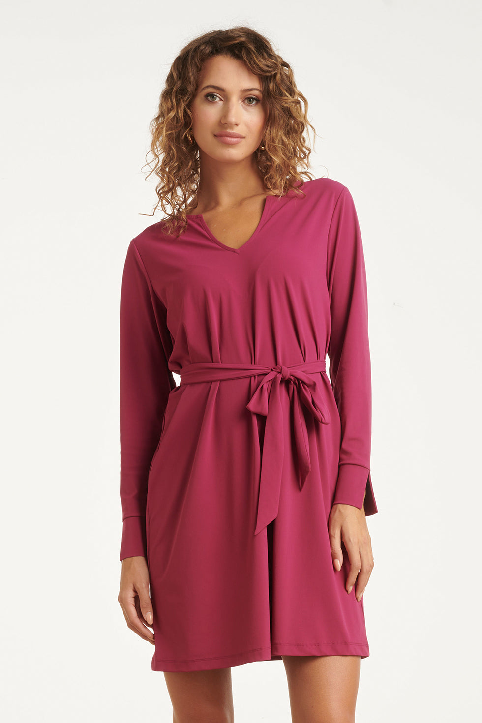 25818 – Travel Jurk Met Ceintuur | Aubergine