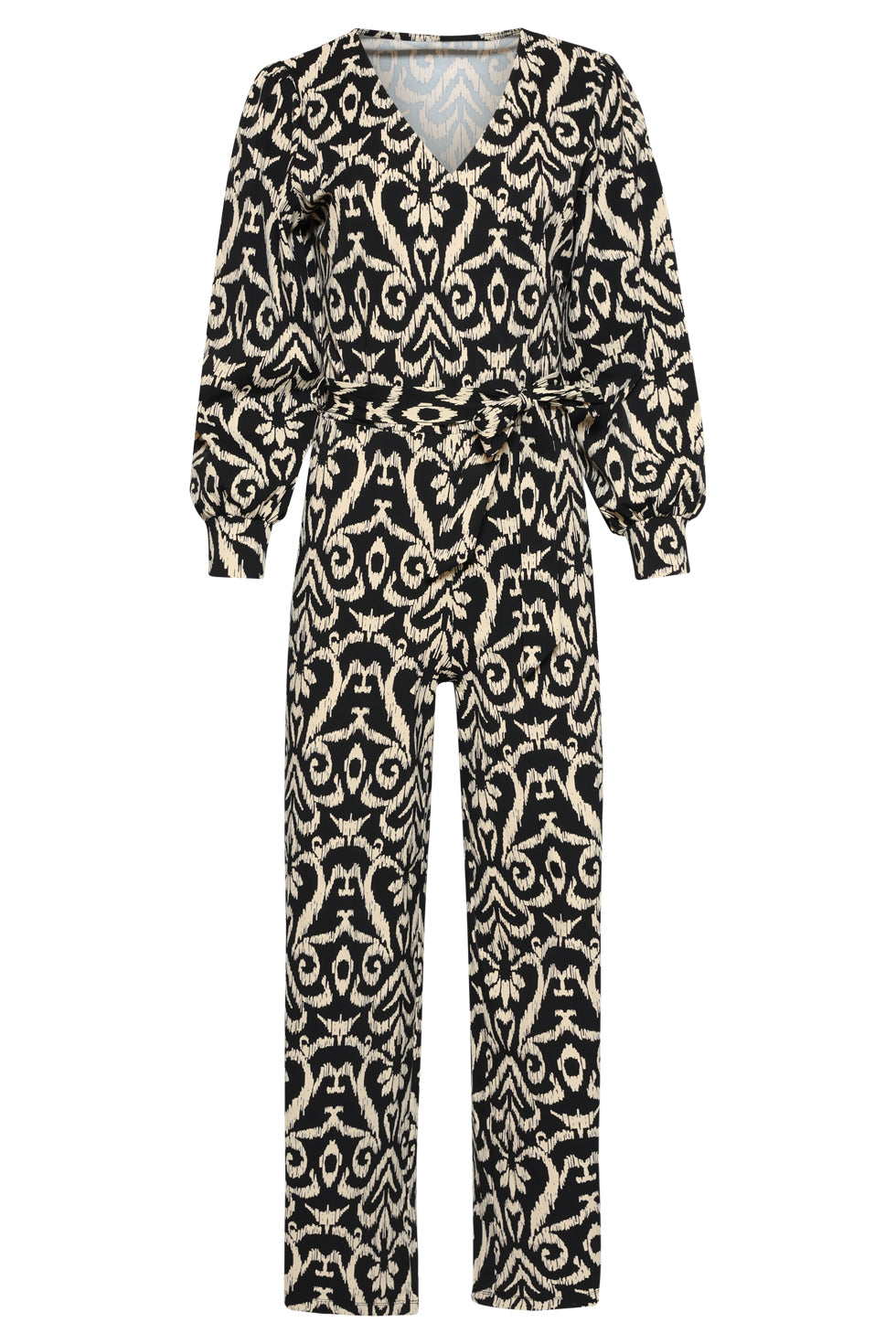 25819 – Smashed Lemon travel jumpsuit met Aztec-print | Black - Sand
