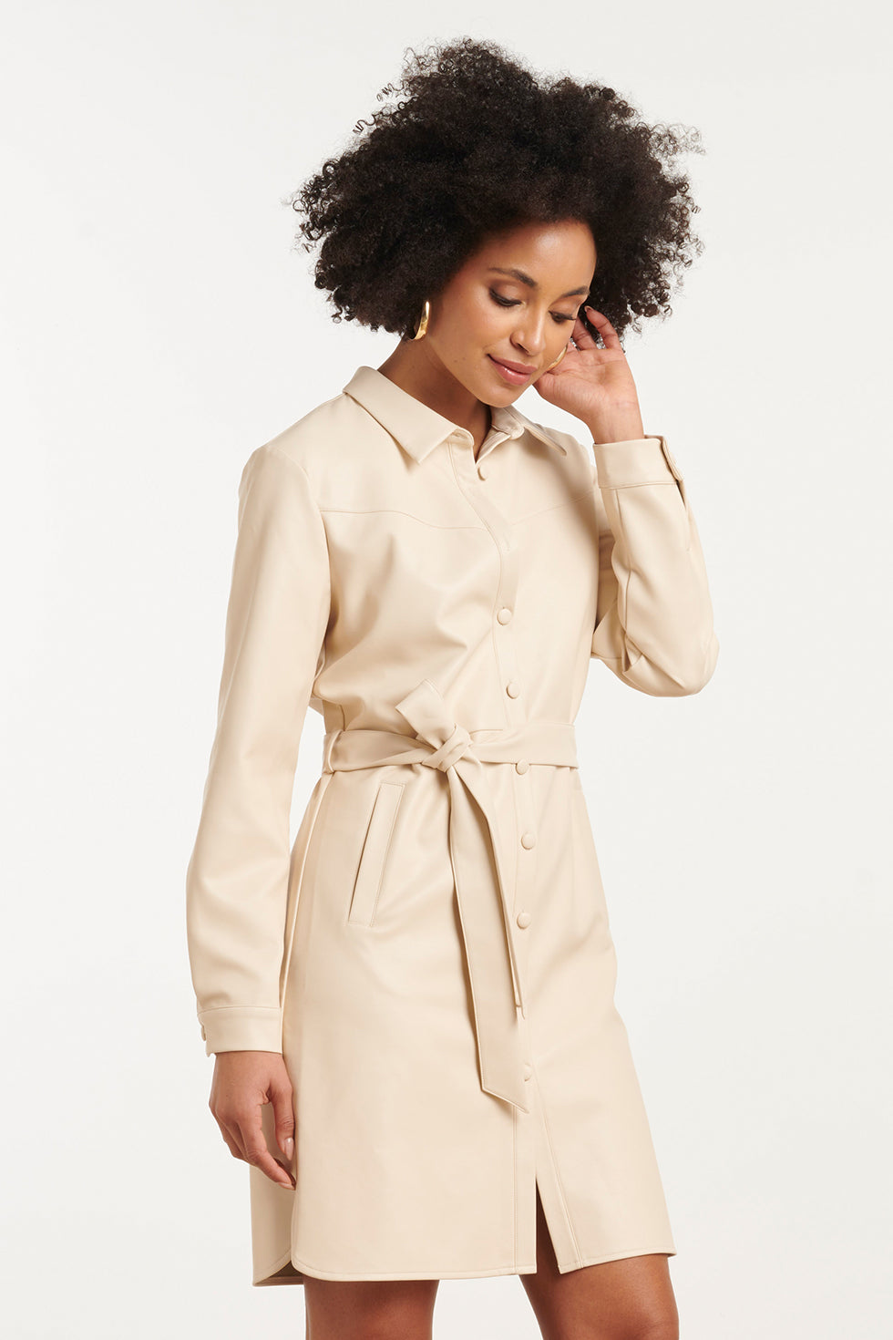 25822 – Smashed Lemon PU jurk met ceintuur | Off White