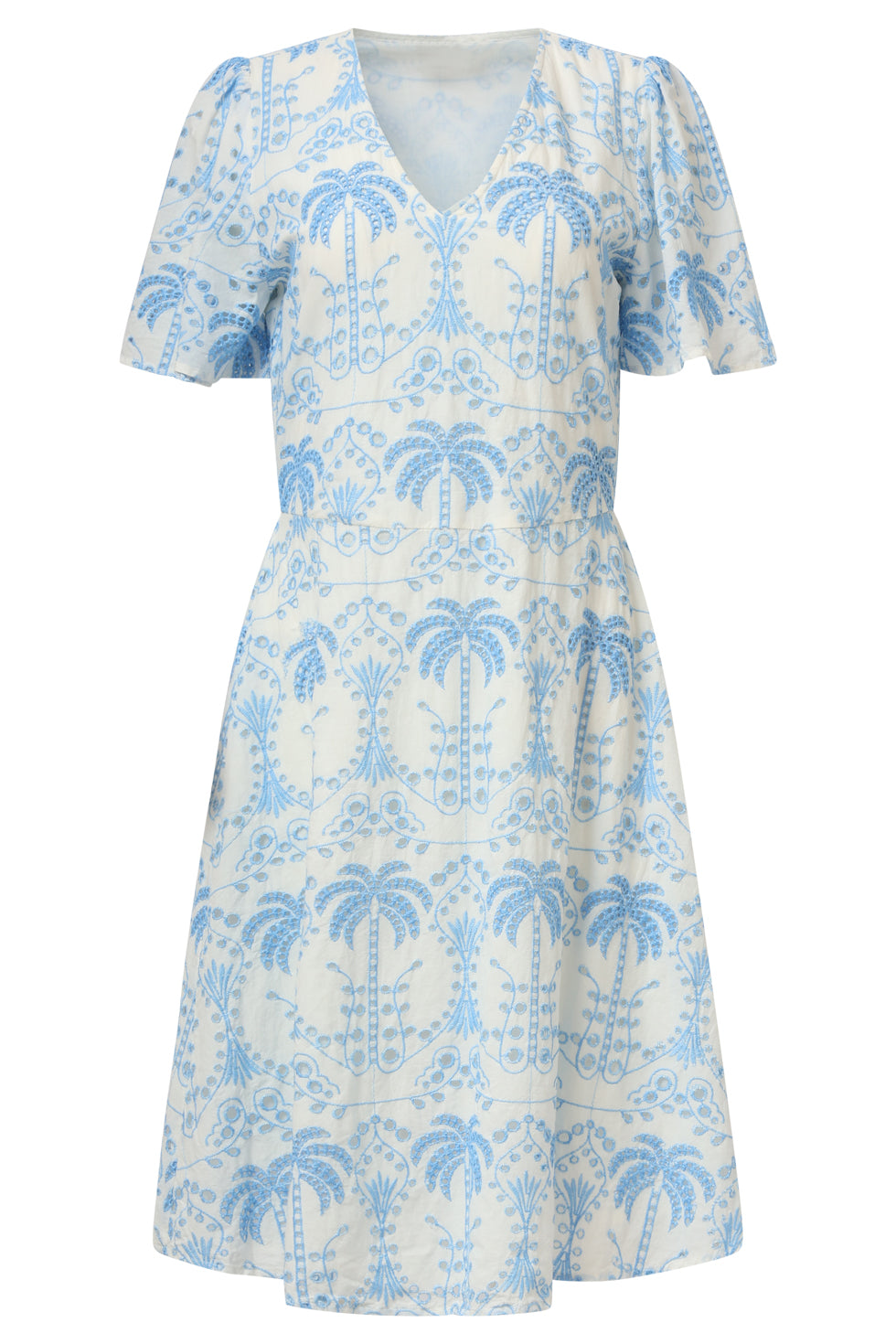 35001, Jurken | Off White - Light Blue