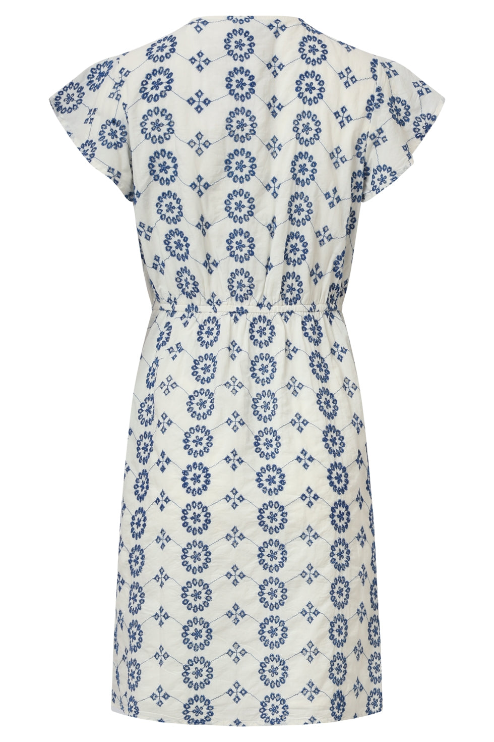 35048, Dress | Off White-Cobalt Blue