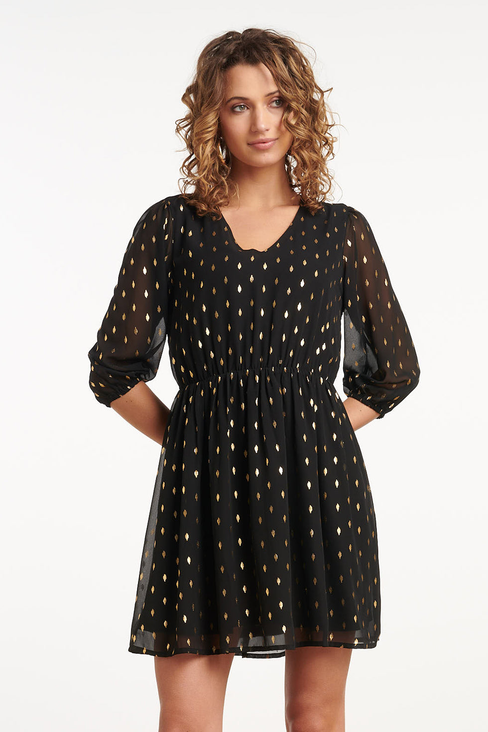 35061, Jurken | Black - Gold