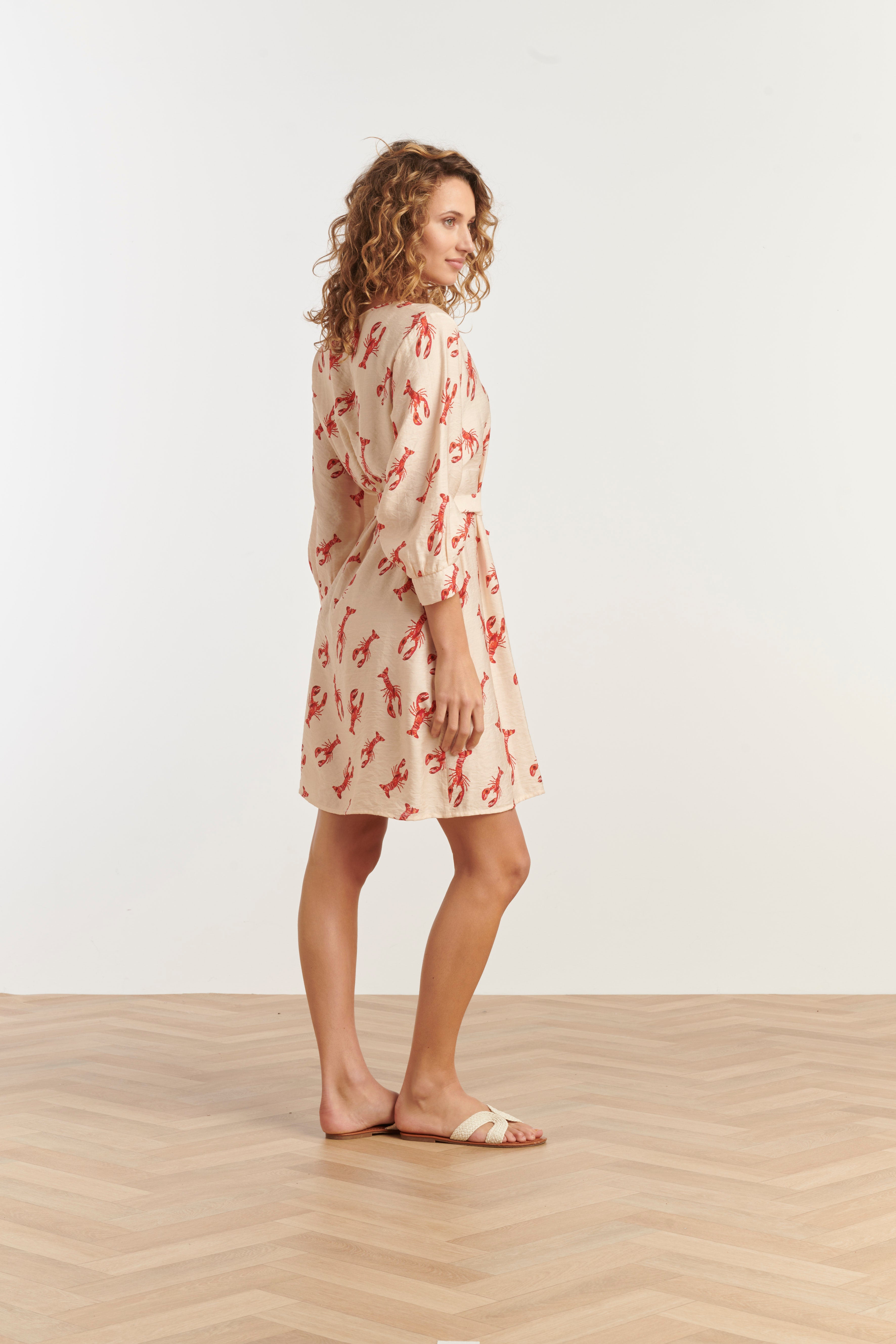 35099, Jurken | Off White - Red
