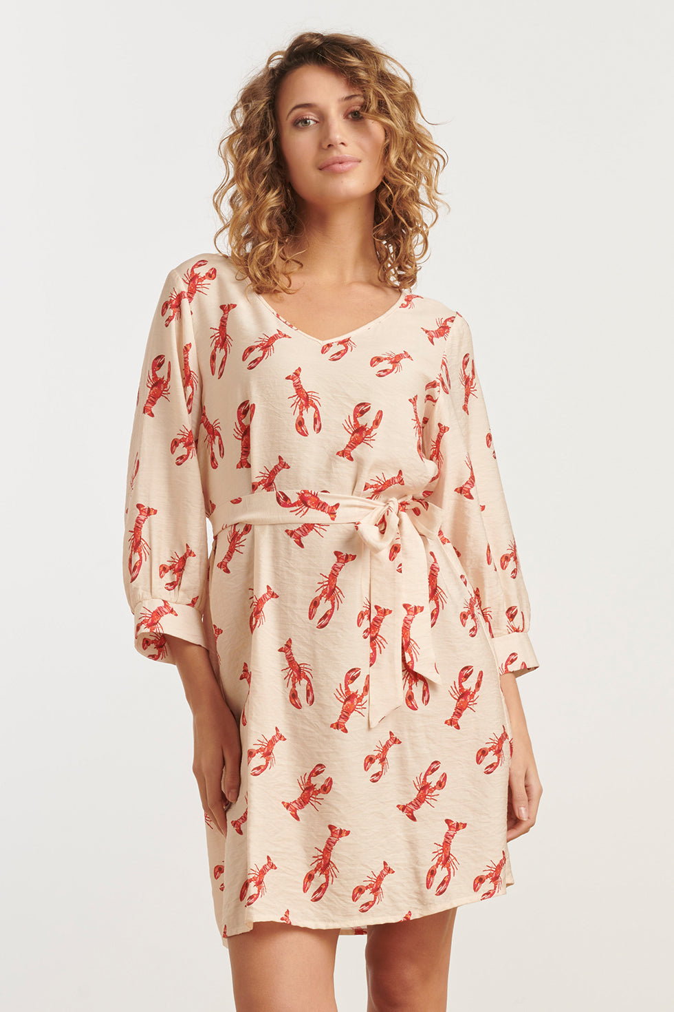 35099, Jurken | Off White - Red