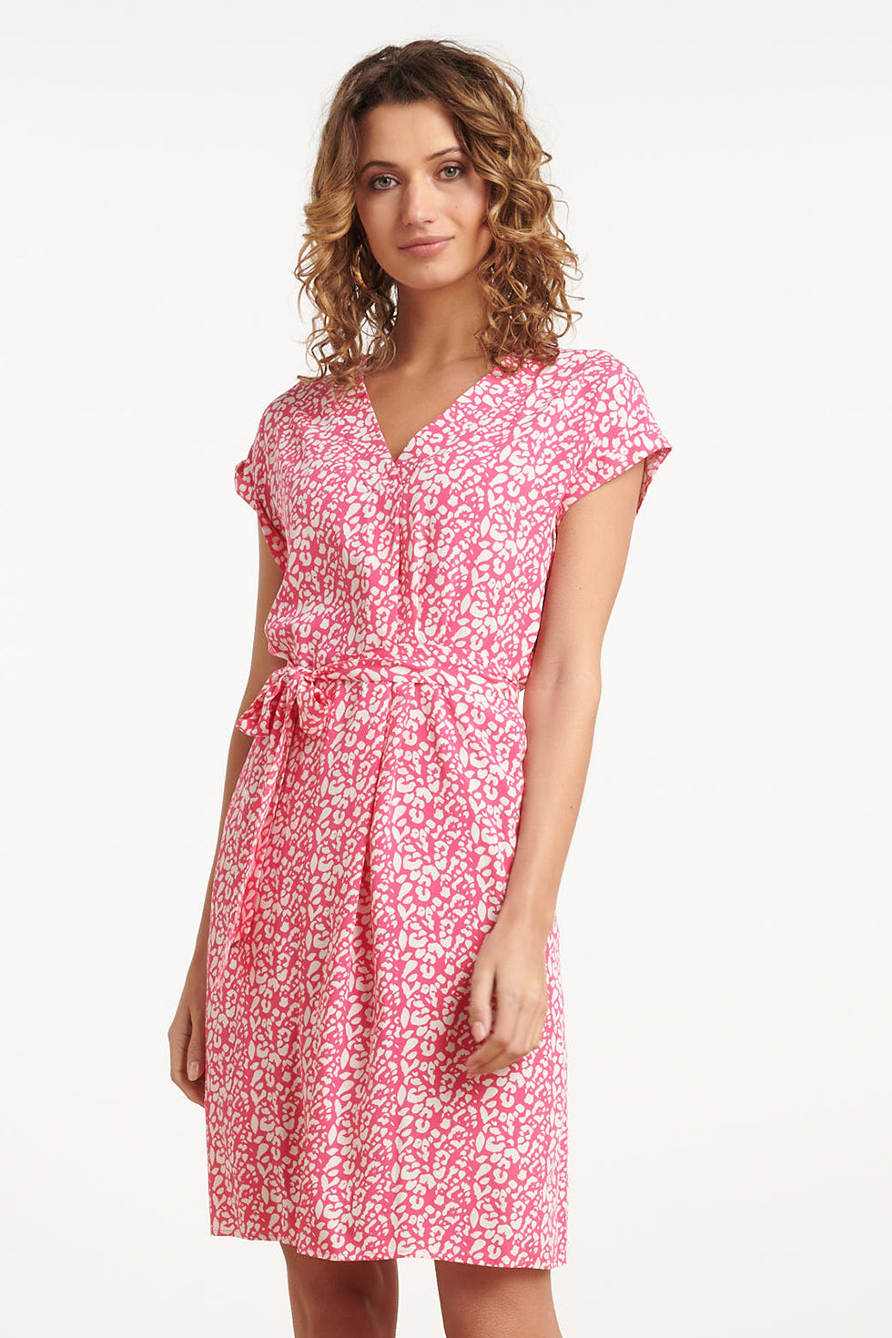 35120, Jurken | Pink - Off White