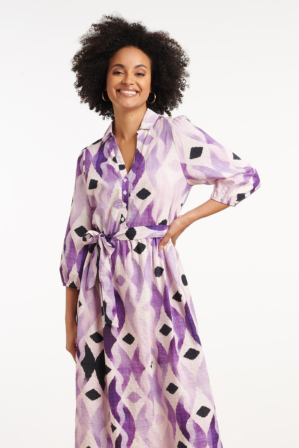 35184, Jurken | Off White - Purple
