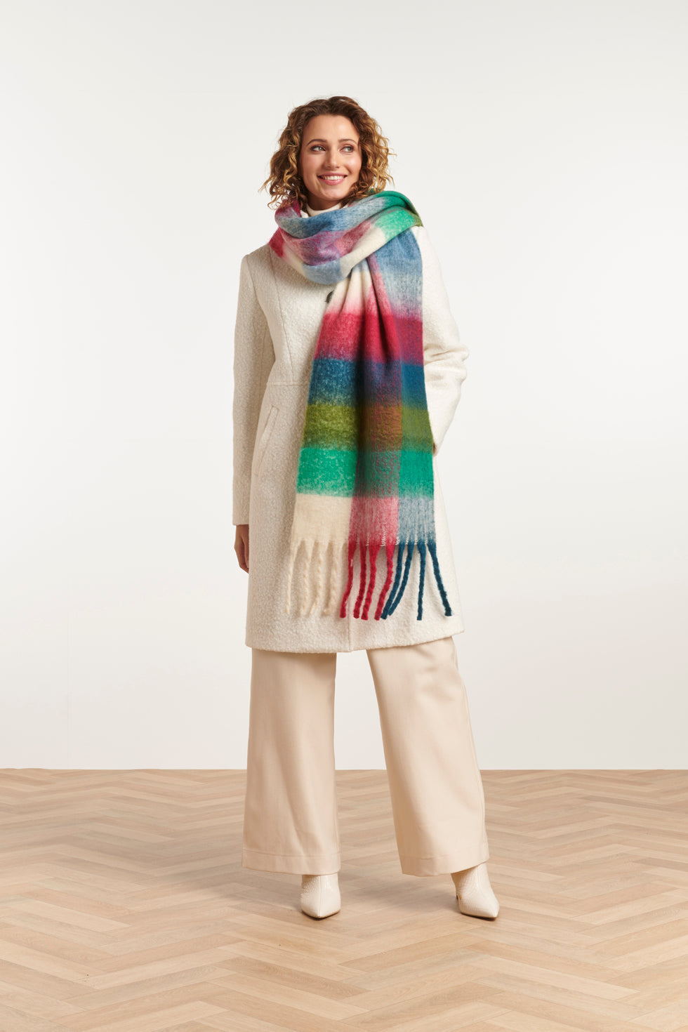 51614 Dames Sjaal Met Geruit Multi Print | Muticolour