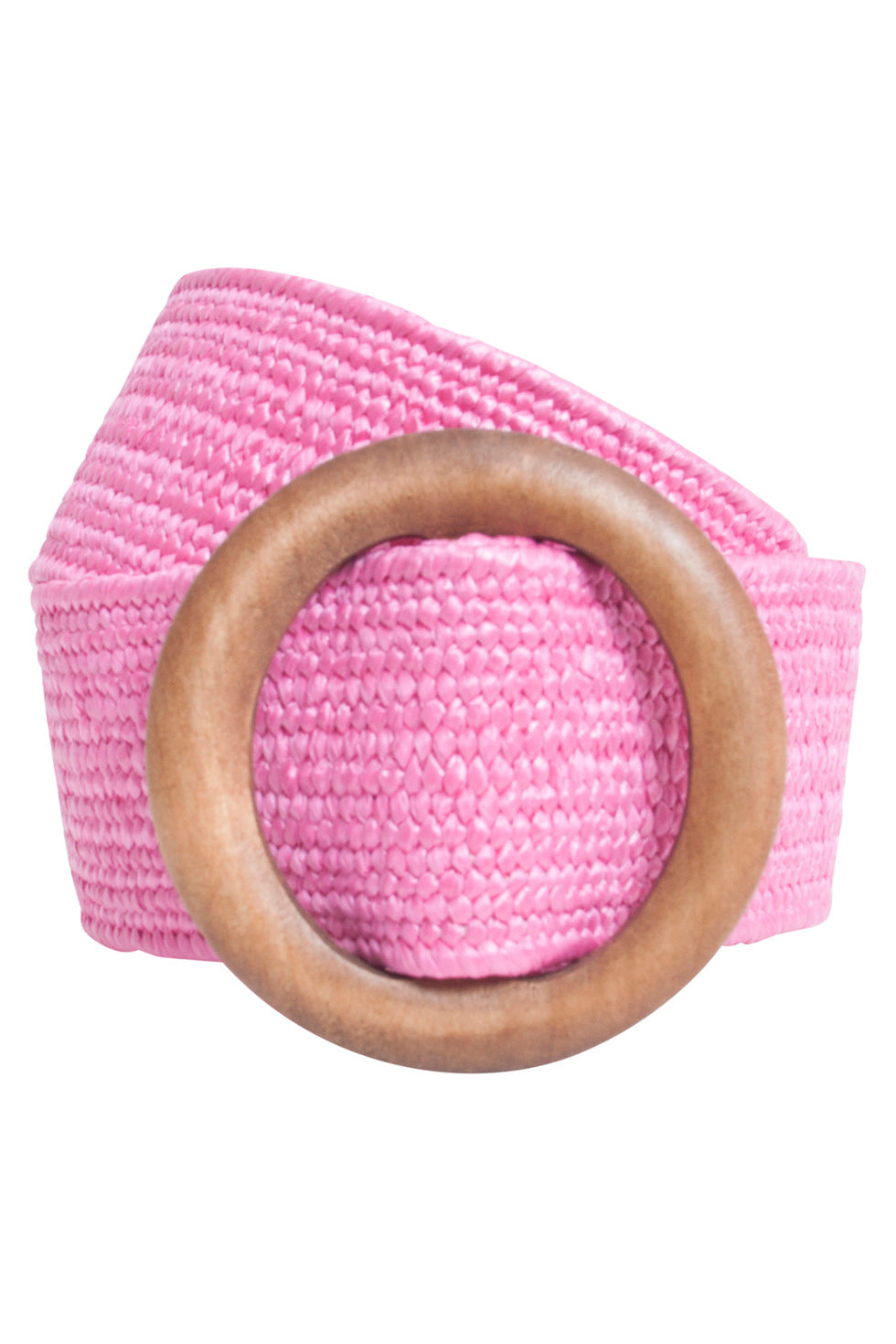 52002 Roze Stretch Riem Met Ronde Donkerhouten Gesp