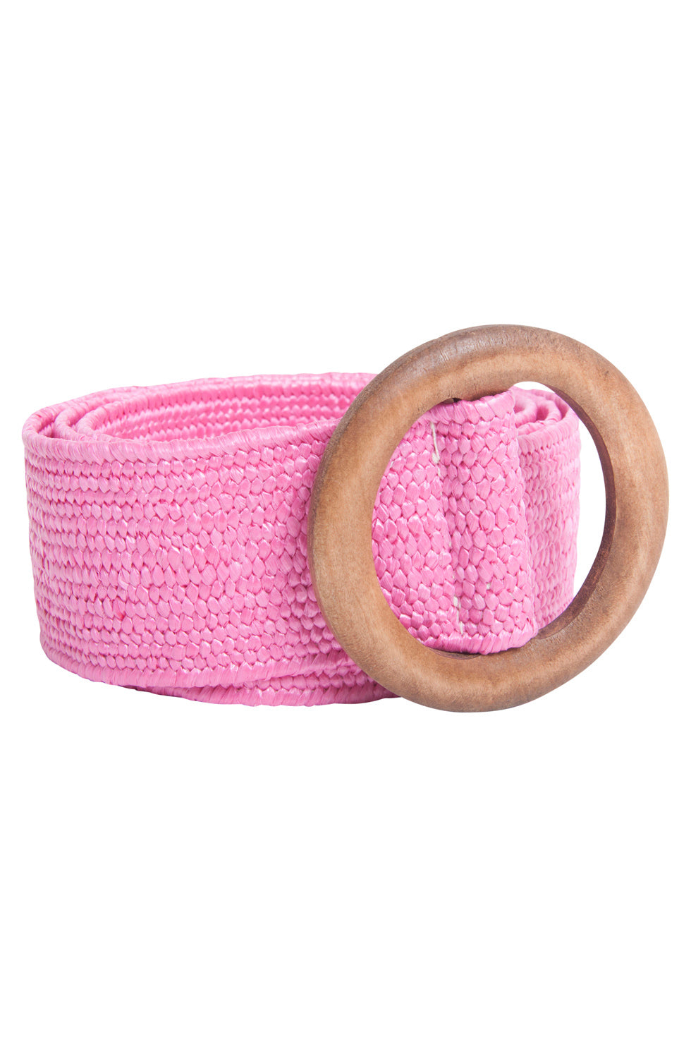 52002 Roze Stretch Riem Met Ronde Donkerhouten Gesp