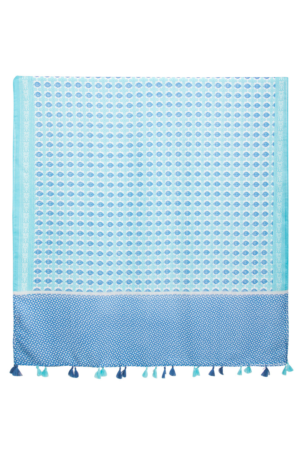 52011 Zomer Sjaal Met Ornamentaal Patroon | Light Blue - Cobalt