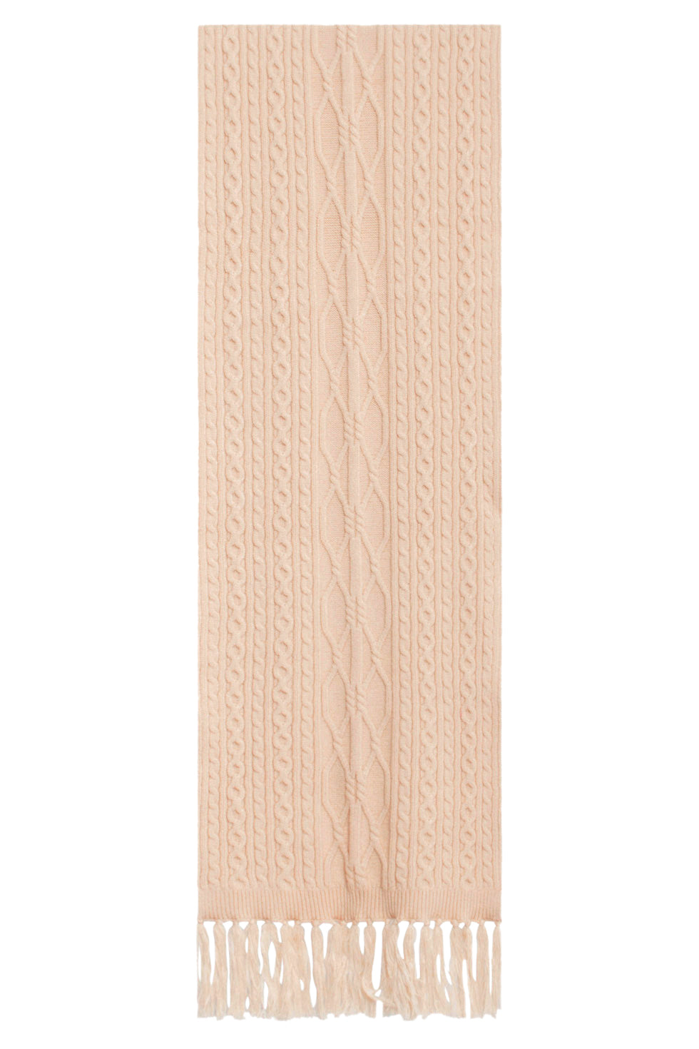 52209 Kabelgebreide Sjaal Met Franjes | Sand