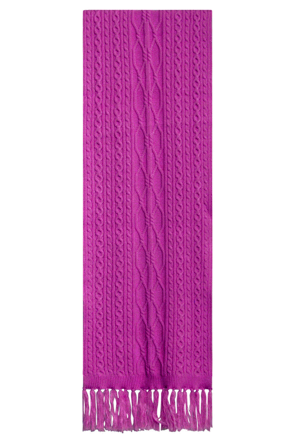 52210 Kabelgebreide Cyclame Sjaal Met Franjes | Cyclame