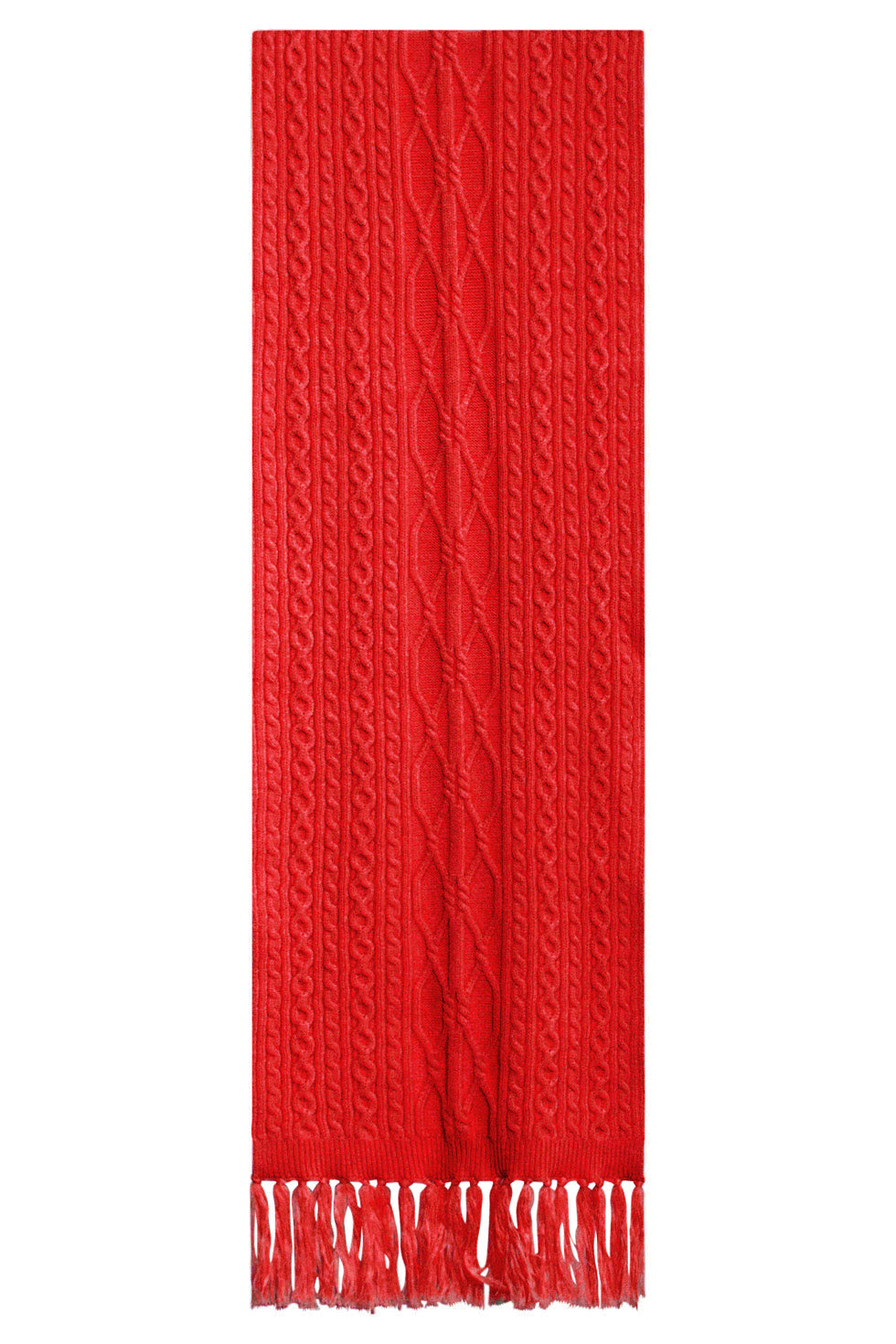 52210 Kabelgebreide Sjaal Met Franjes | Red