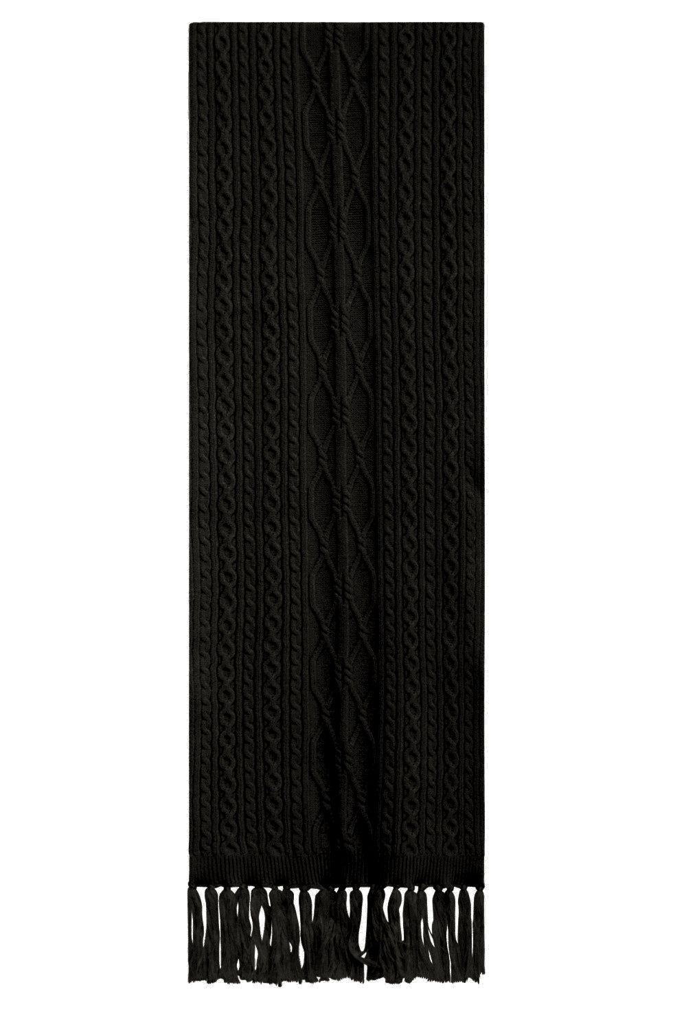 52210 KabElgebreide e Sjaal Met Franjes | Black