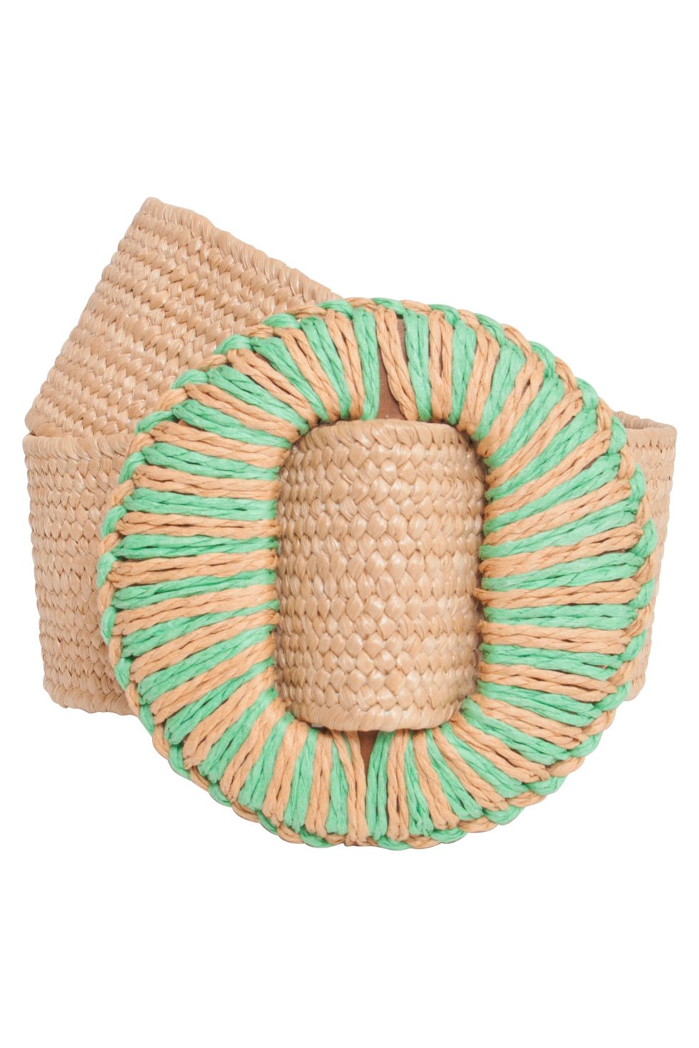 53013 Stretchriemdonker Met Wicker Gesp | Dark Sand - Green