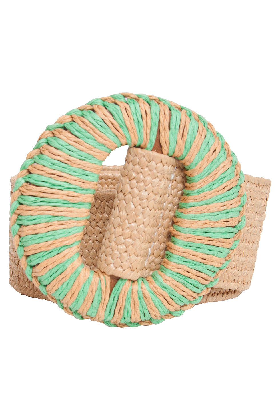 53013 Stretchriemdonker Met Wicker Gesp | Dark Sand - Green