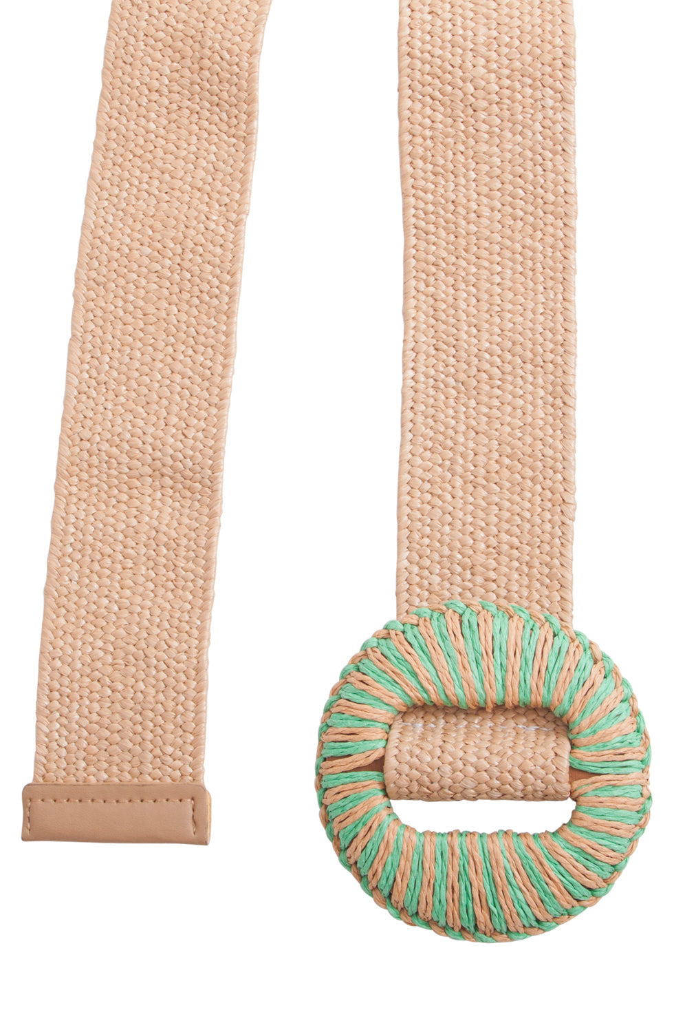 53013 Stretchriemdonker Met Wicker Gesp | Dark Sand - Green