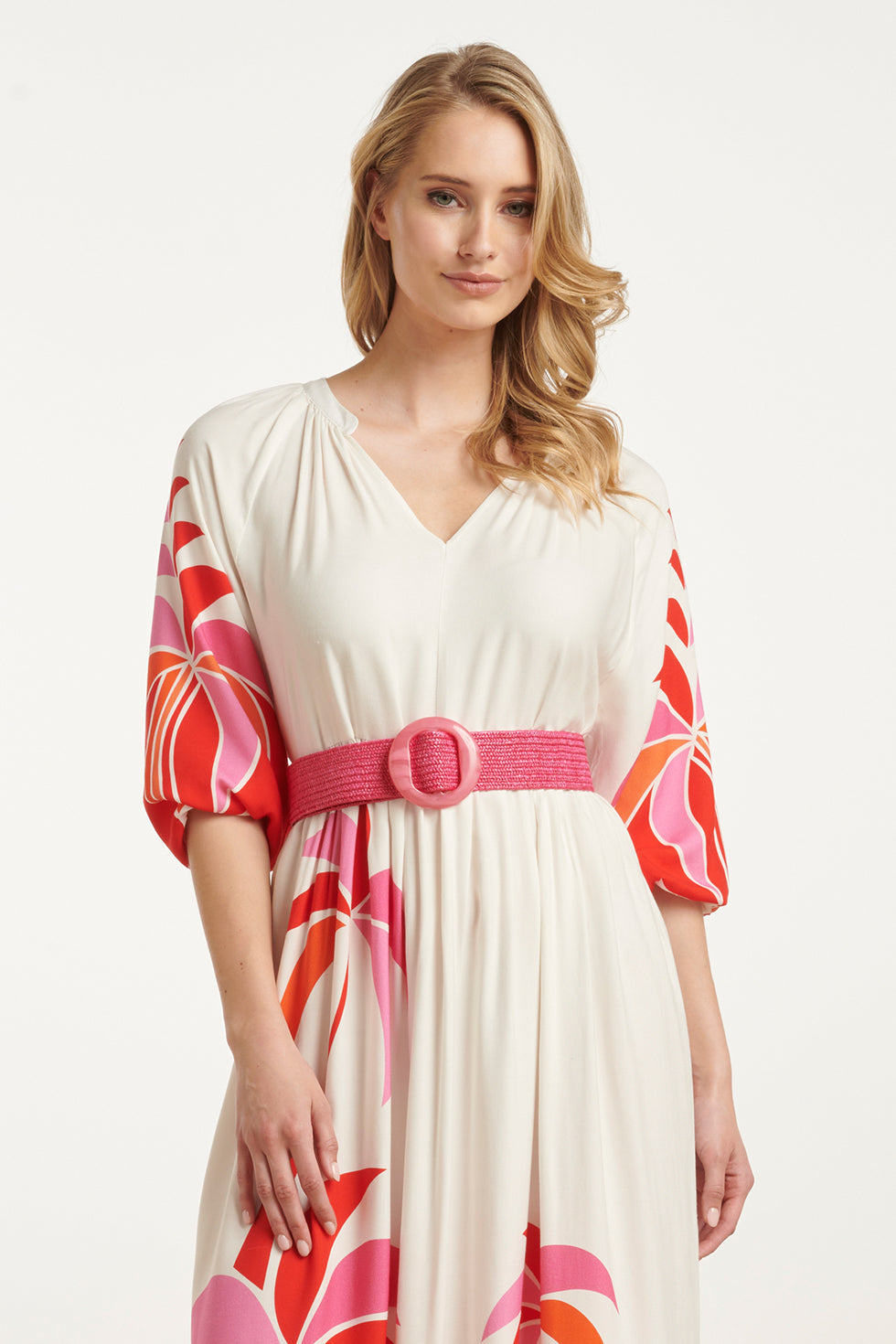 53015 Stretchriem Met Marmer Effect Gesp | Pink