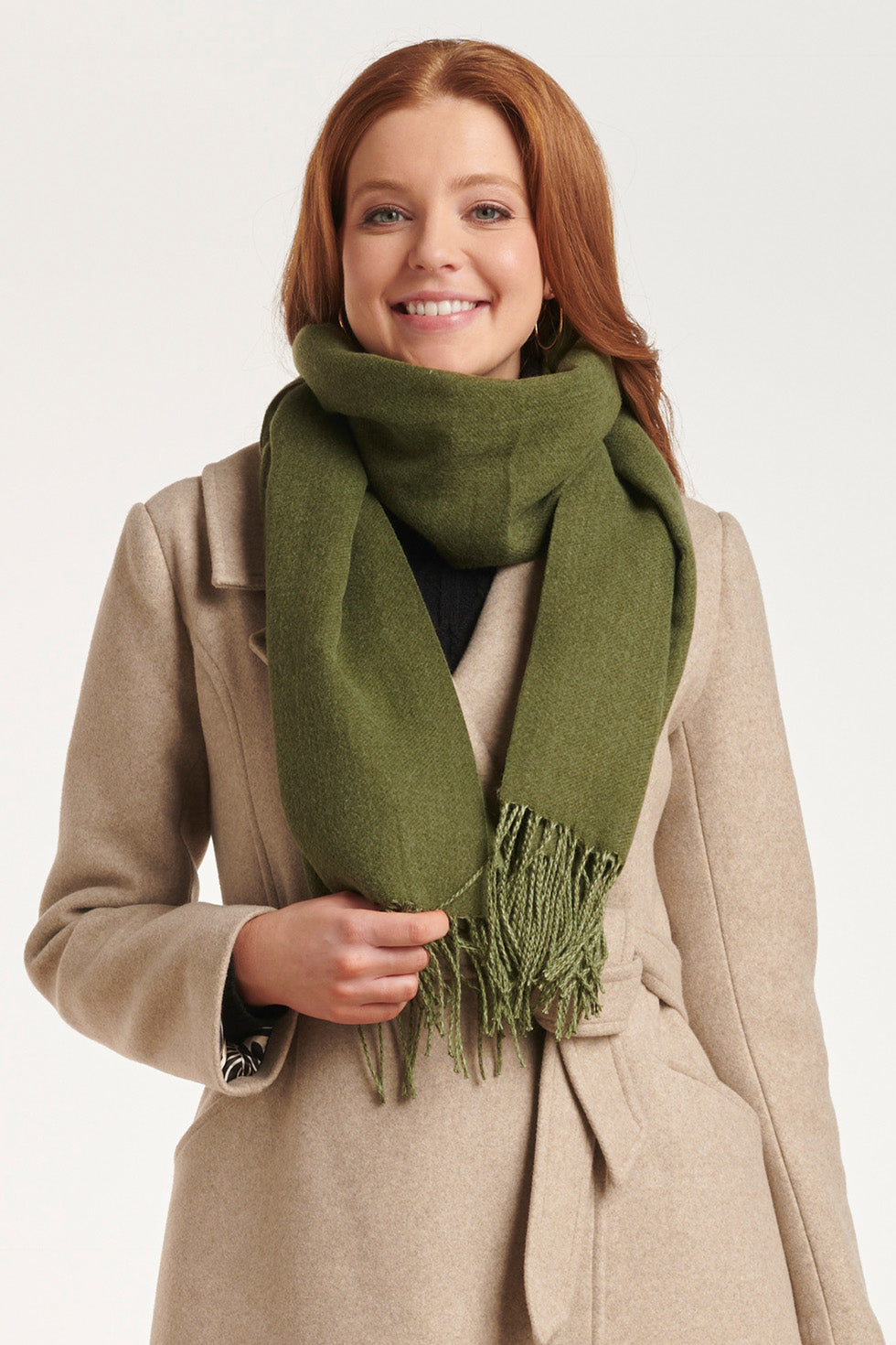 55215 Leger Sjaal Met Franjes | Army Green