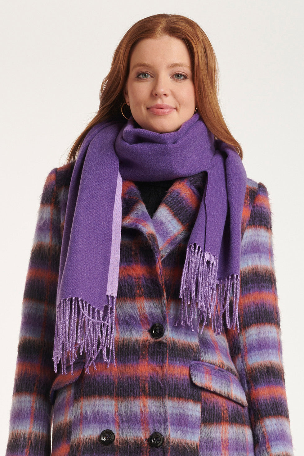 55215 Paarse Sjaal Met Franjes | Purple