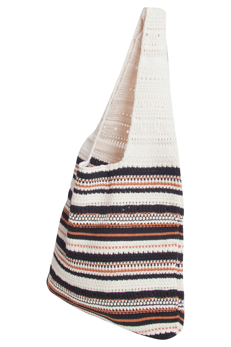 56001 Dames Gehaakte Schoudertas - Multi Gestreepte Structuur | Muticolour