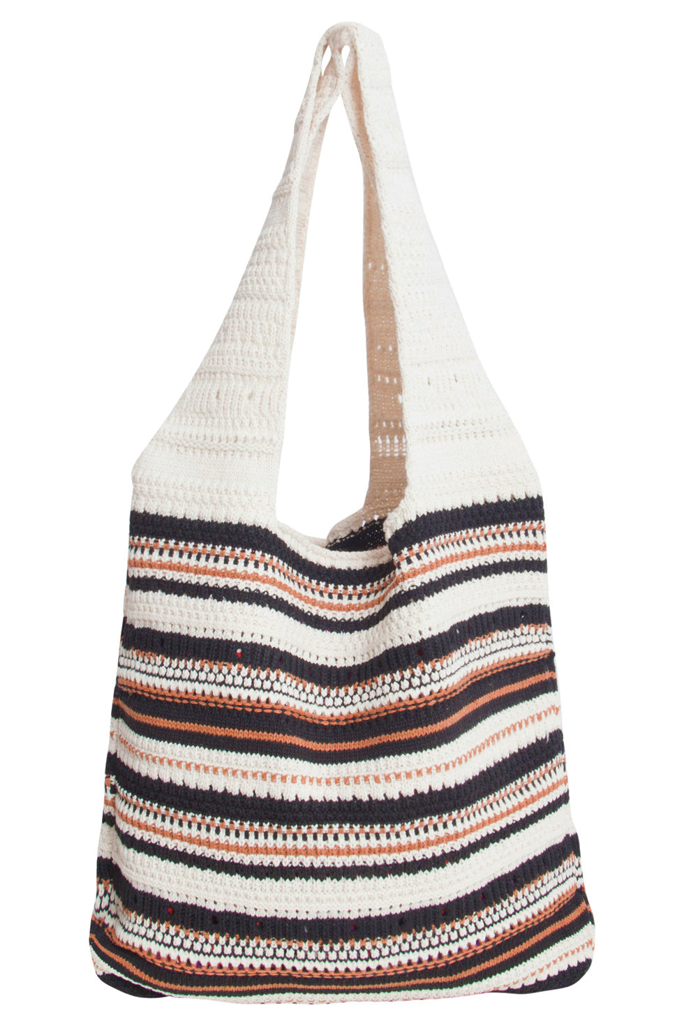 56001 Dames Gehaakte Schoudertas - Multi Gestreepte Structuur | Muticolour