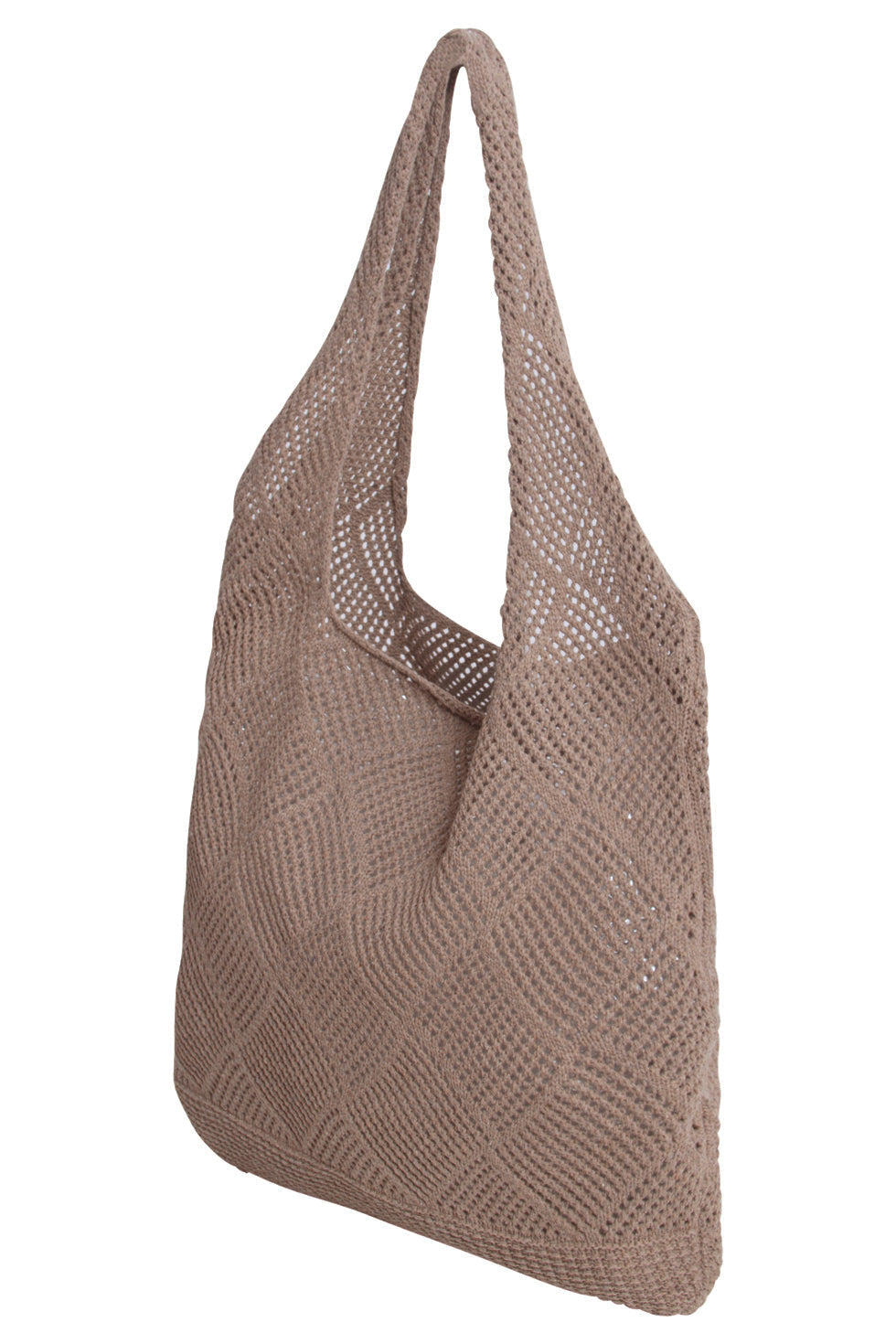 56003 Dames Donker Schoudertas Gehaakt | Dark Sand