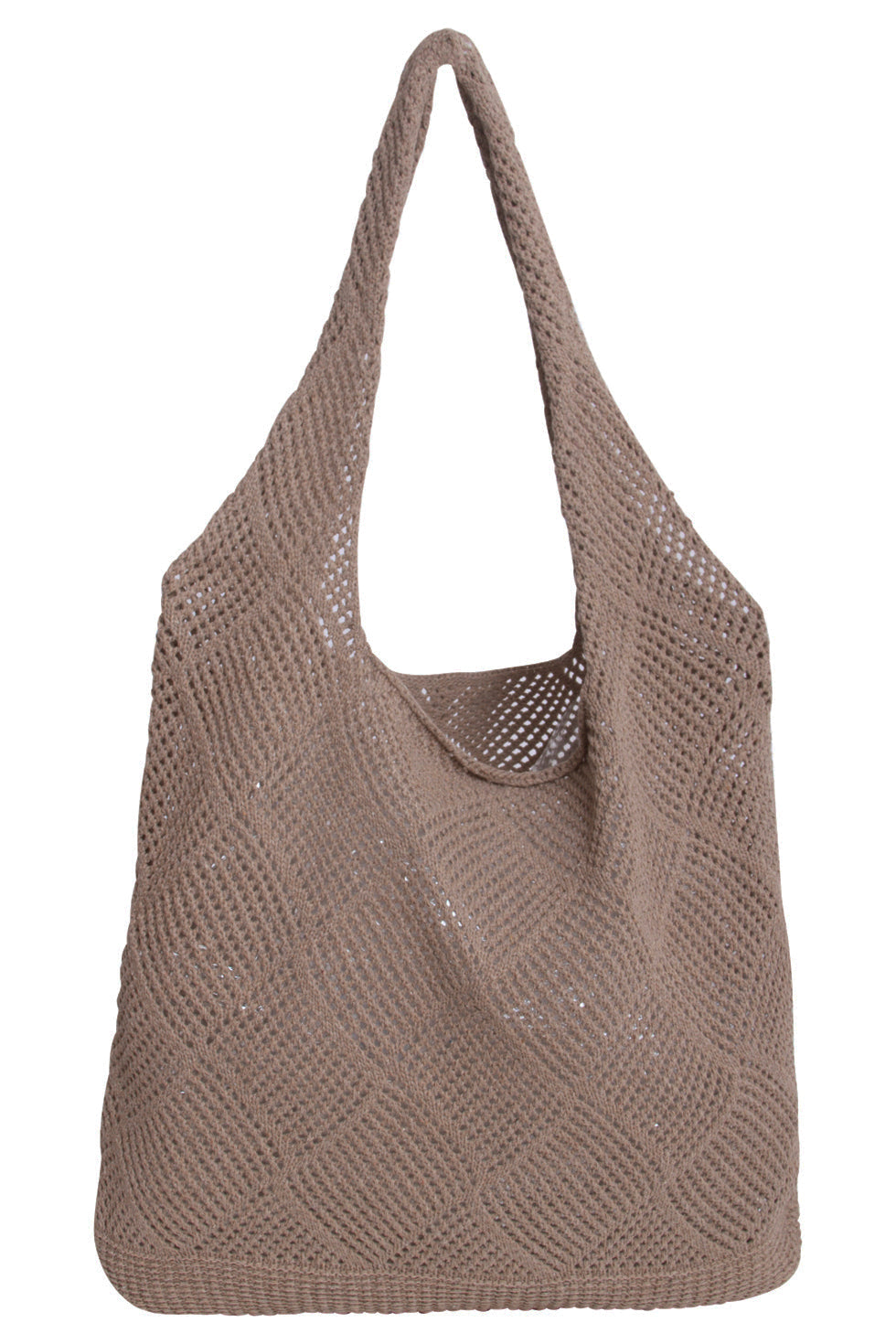 56003 Dames Donker Schoudertas Gehaakt | Dark Sand