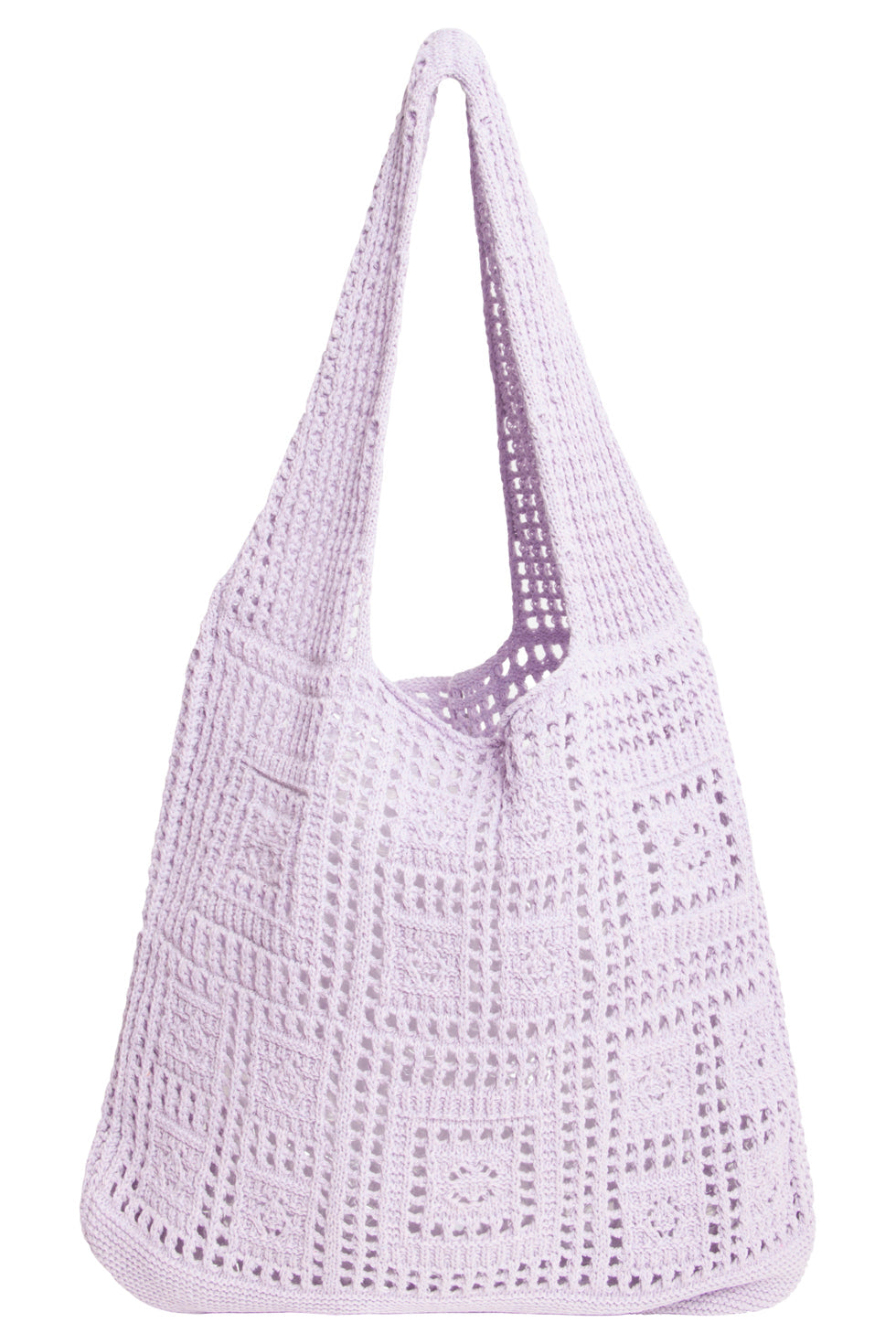 56004 Dames Lavendel Gehaakte Schoudertas - Patchwork Gebreide Structuur | Lavender