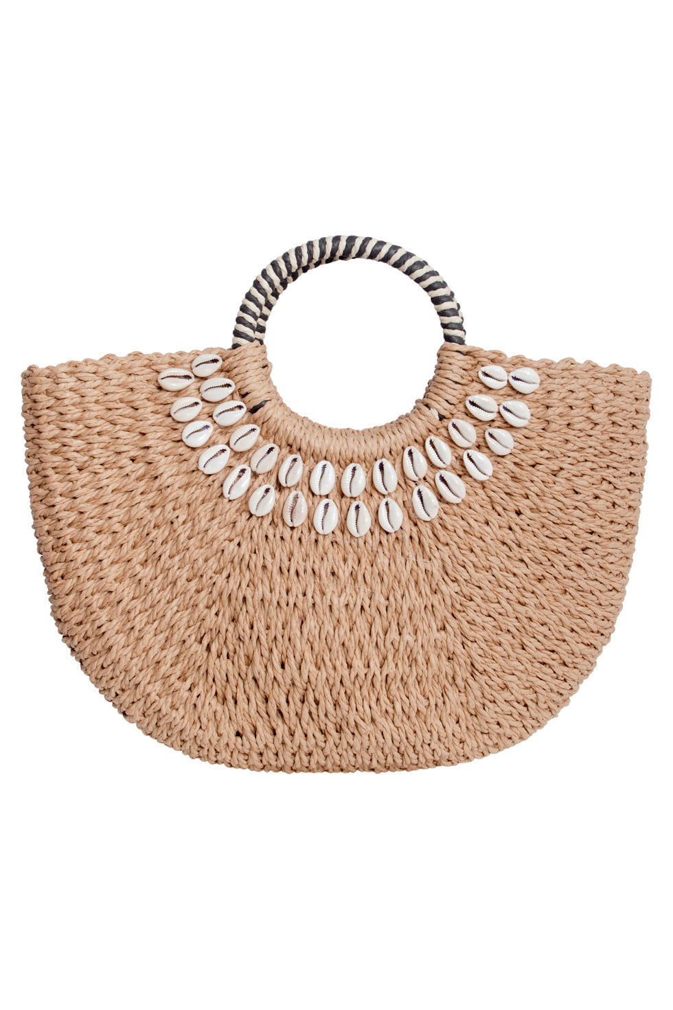 56028 Strandtas - Donker Met Schelpenborduursel | Dark Sand