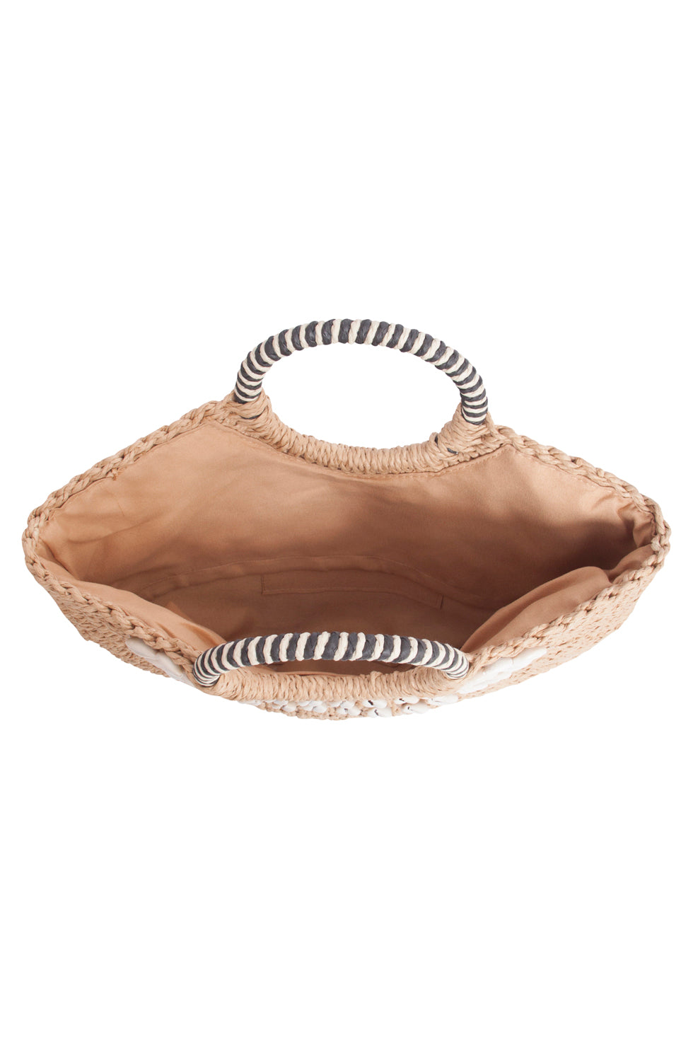 56028 Strandtas - Donkerzand Met Schelpenborduursel