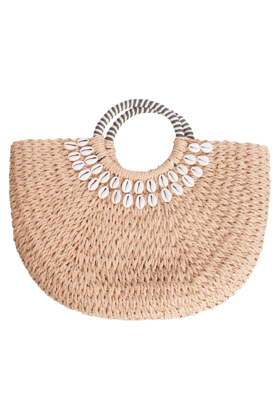 56028 Strandtas - Donkerzand Met Schelpenborduursel