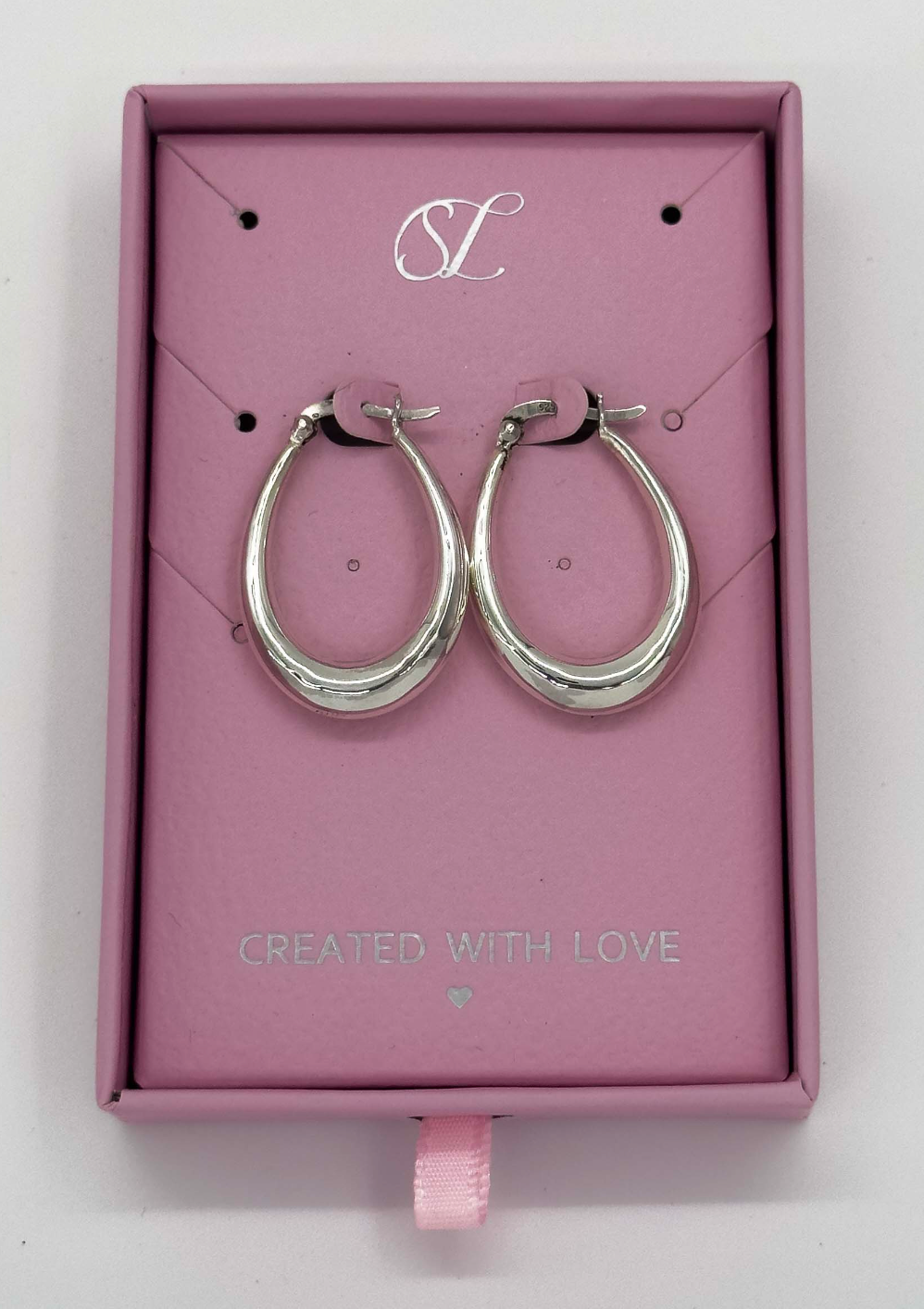 60002 En Ovale Hoepel Oorbellen | Silver