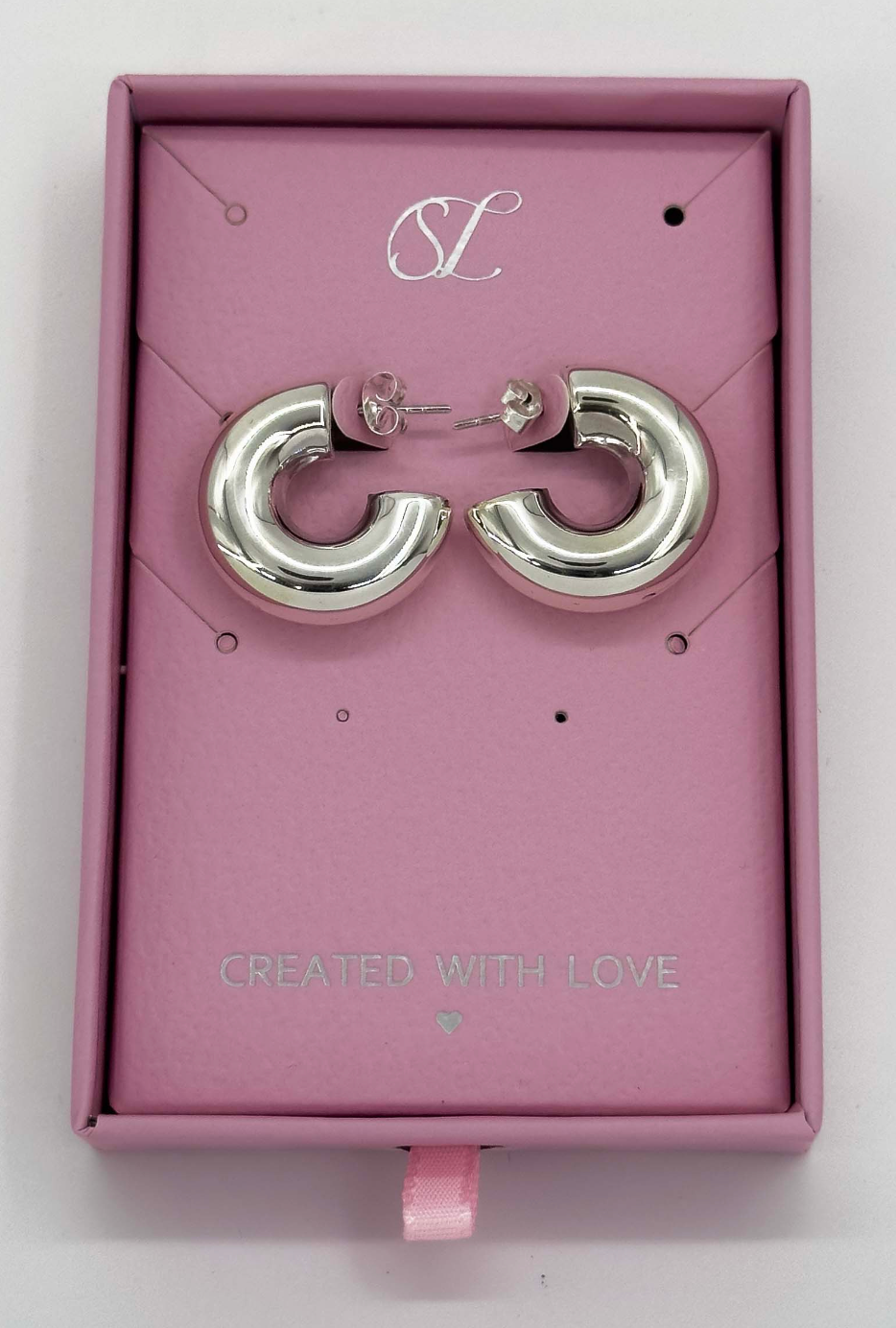 60004 En Chunky Hoepel Oorbellen | Silver