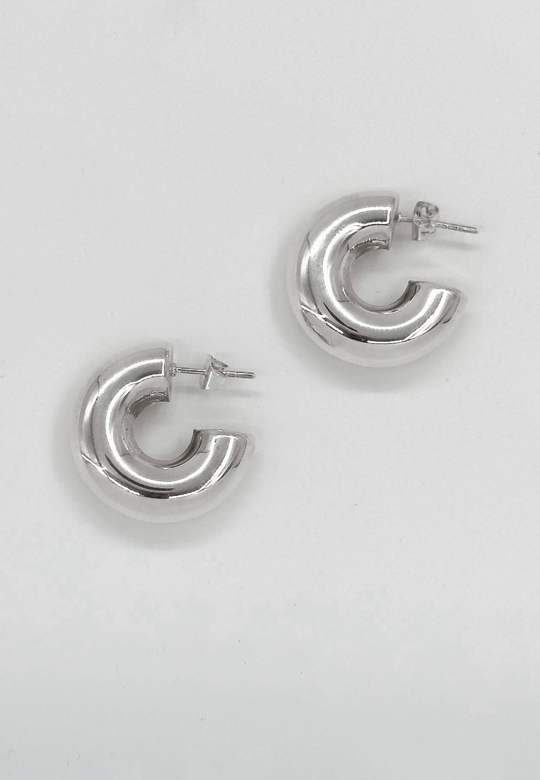 60004 En Chunky Hoepel Oorbellen | Silver