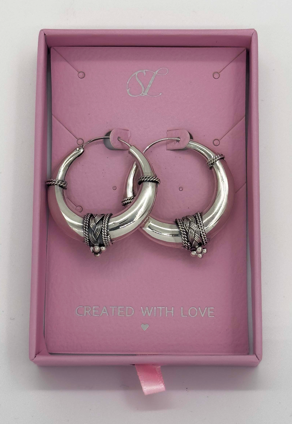 60005 En Boho Hoepel Oorbellen | Silver