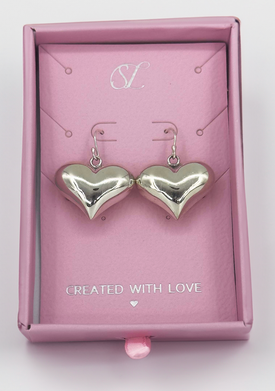 60008 En Chunky Hart Oorbellen | Silver