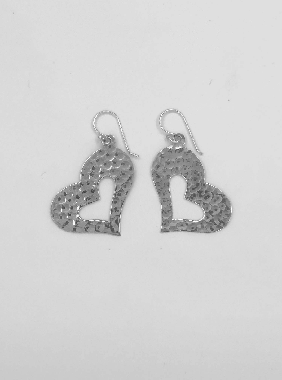 60010 En Hart Oorbellen Met Stippenpatroon | Silver