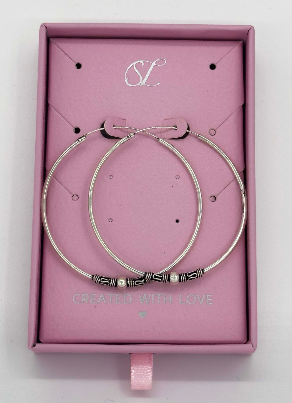 60024 Grote En Bohemian Hoepel Oorbellen | Silver