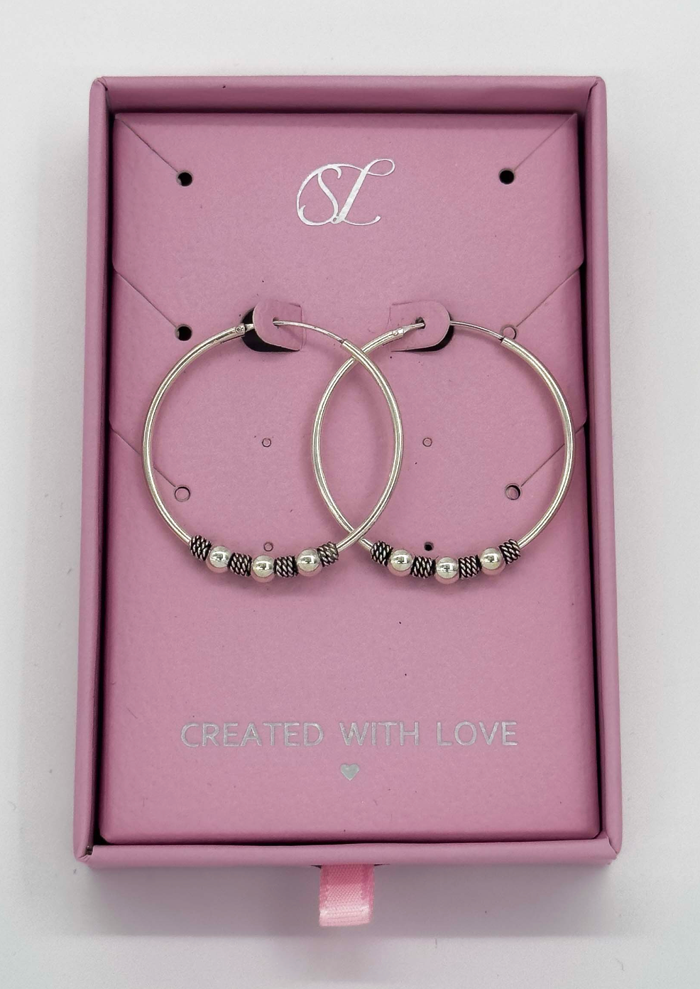 60028 Middelgrote En Bohemian Hoepel Oorbellen | Silver