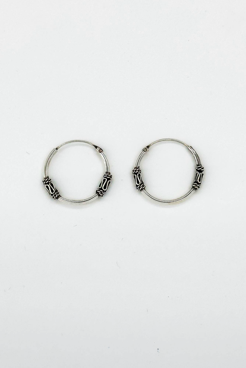 60034 Kleine En Bohemian Hoepel Oorbellen | Silver