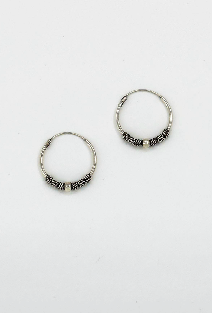 60036 Kleine En Bohemian Hoepel Oorbellen | Silver