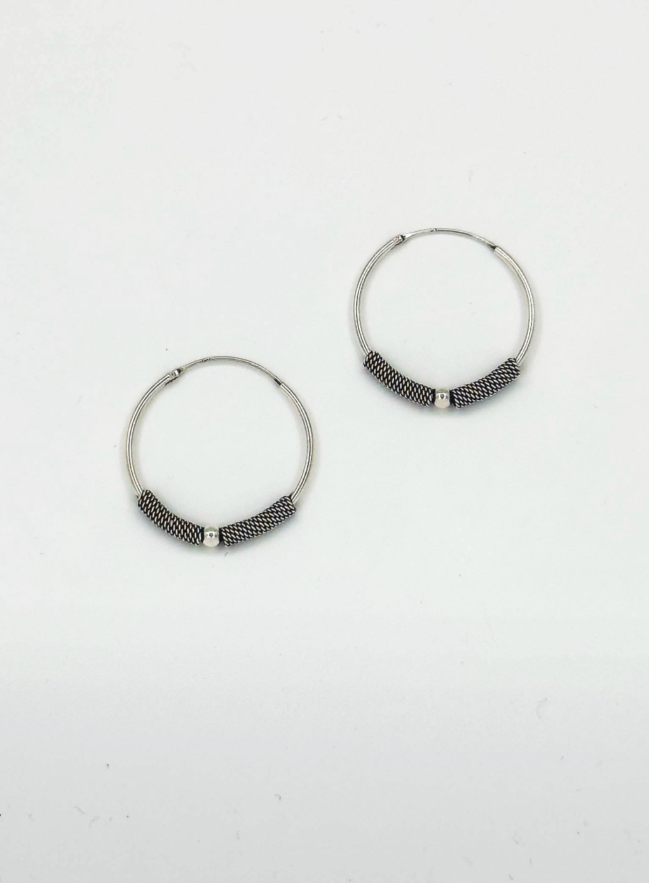 60037 Kleine En Bohemian Hoepel Oorbellen | Silver