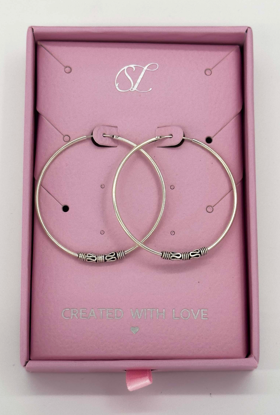 60038 Middelgrote En Bohemian Hoepel Oorbellen | Silver