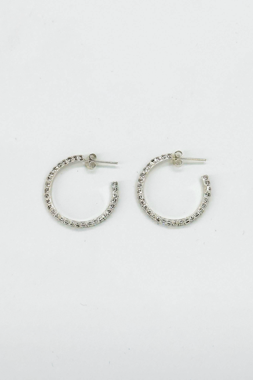 60039 En Kleine Open Hoepel Oorbellen Met Te Zirkoon | Silver - White