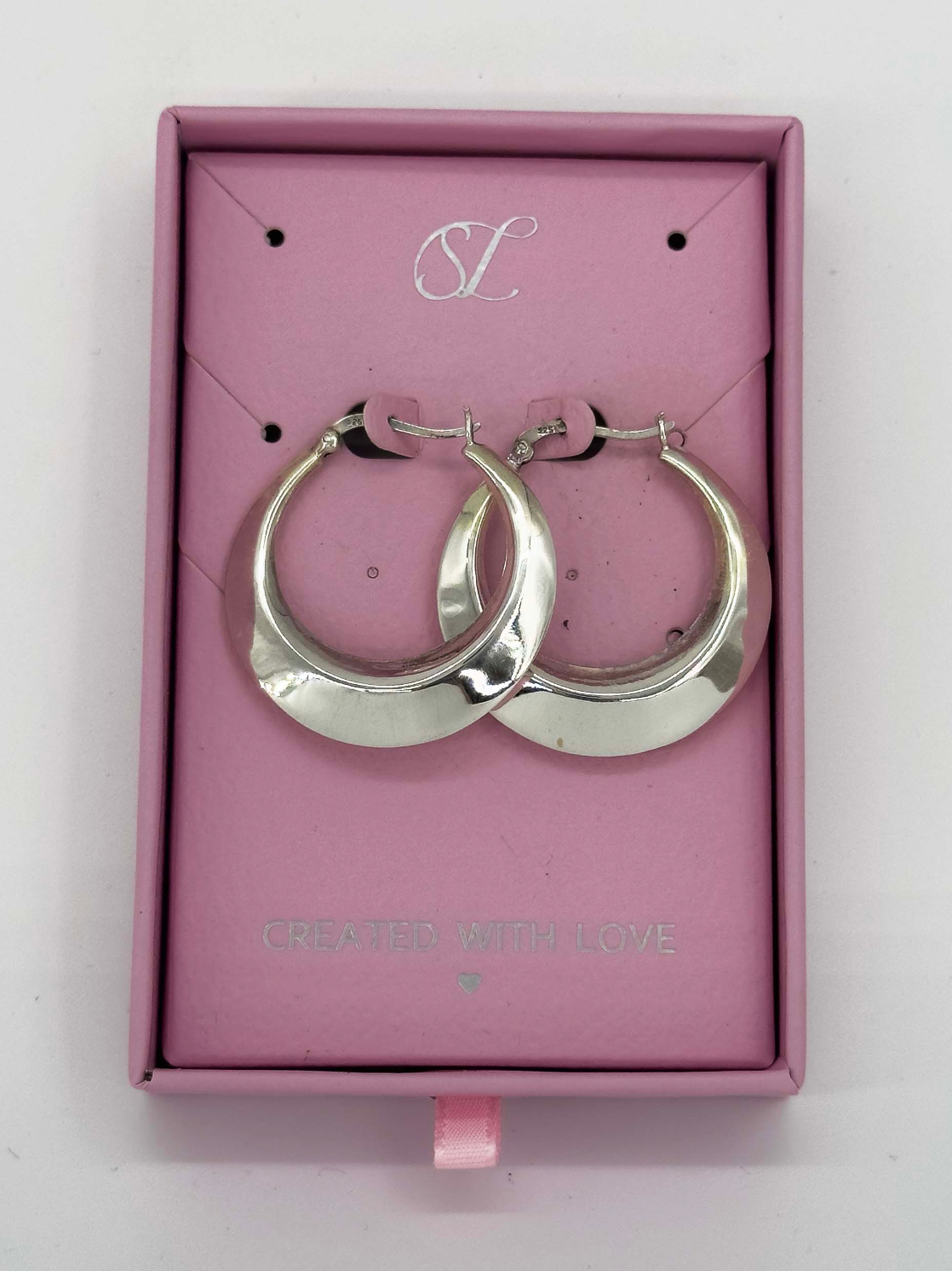 60042 En Platte Hoepel Oorbellen | Silver