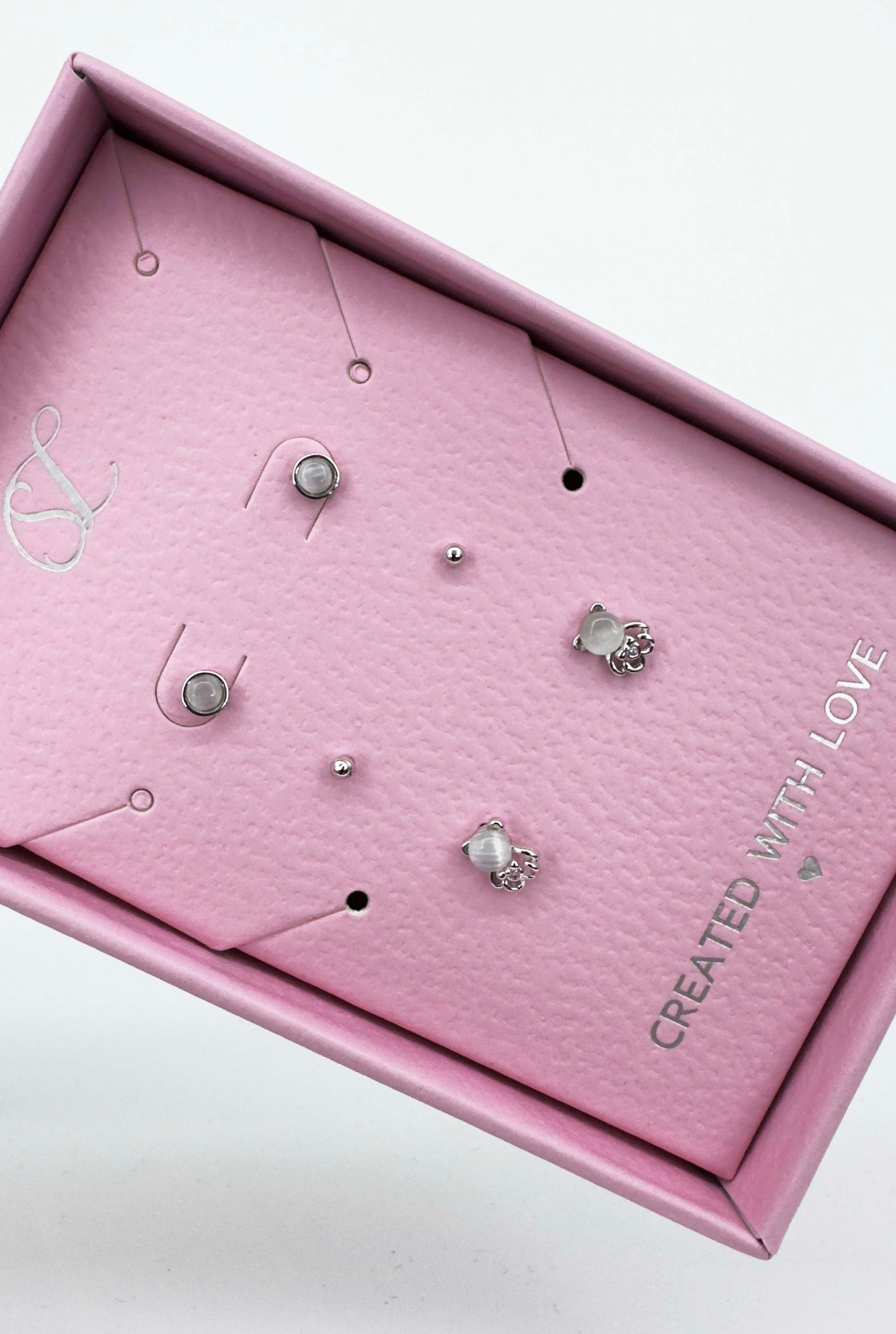 60047 Set Van 925 En Oorknopjes Met Kattenoog Stenen | Silver