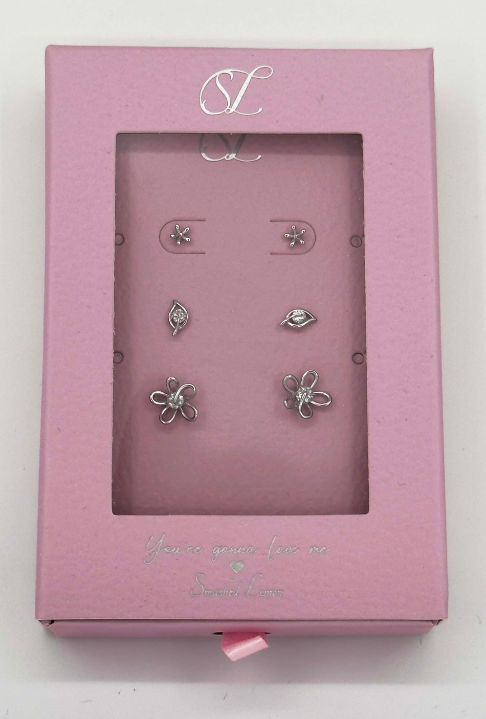 60048 Set Van 925 En Bloem Oorknopjes Met Zirkoon Kristallen | Silver