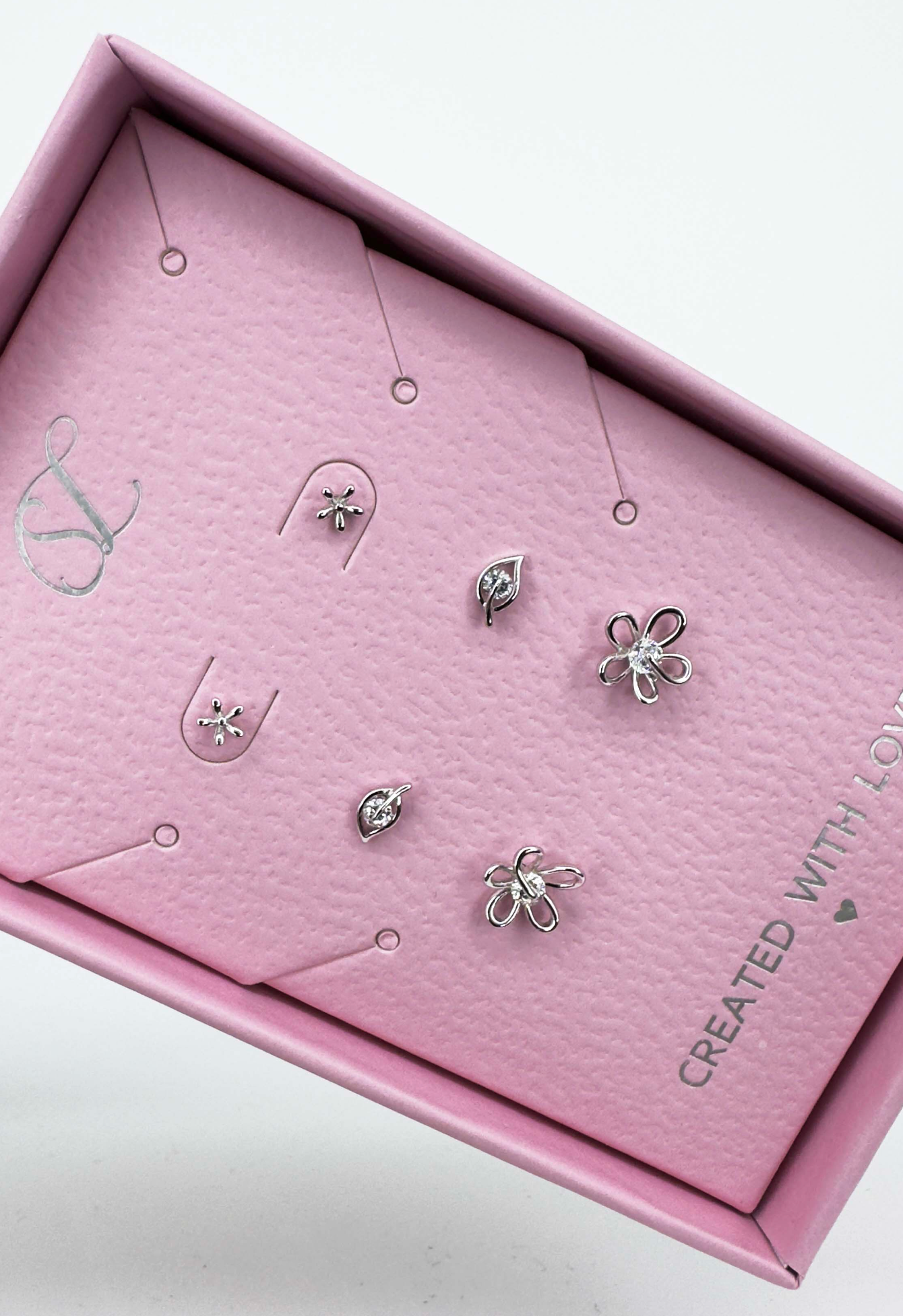 60048 Set Van 925 En Bloem Oorknopjes Met Zirkoon Kristallen | Silver