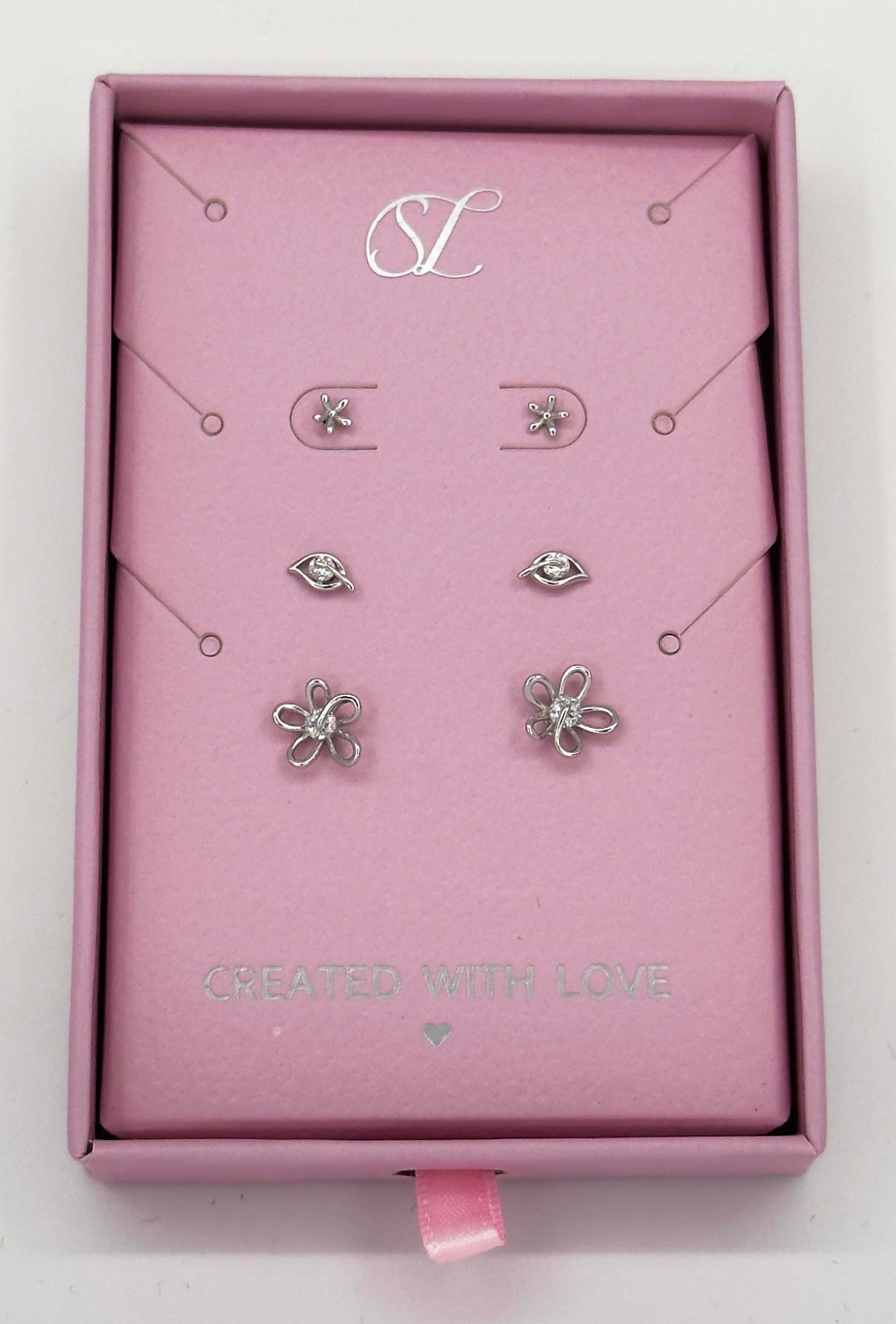 60048 Set Van 925 En Bloem Oorknopjes Met Zirkoon Kristallen | Silver